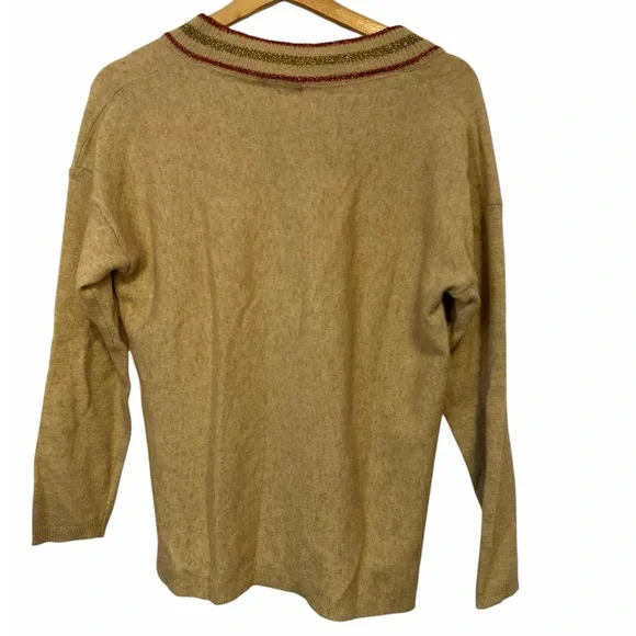 Elegant Tan V-Neck Sweater for Women - Picture 3 of 4